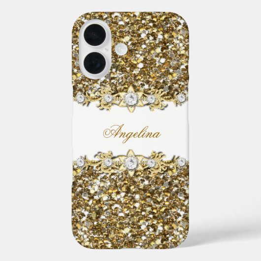シルバー ホワイトゴールド 偽ダイヤモンド ジュエル ギター Case-Mate iPhoneケース (裏面)