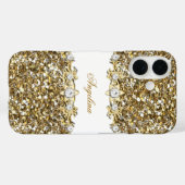 シルバー ホワイトゴールド 偽ダイヤモンド ジュエル ギター Case-Mate iPhoneケース (裏面 (横))