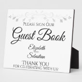 シルバー&ホワイトシンプルお申し込みゲストブックサイン フォトプラーク (側面)
