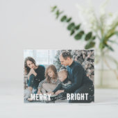 シルバー&ホワイトスノーフレークメリーとブライトホリデー シーズンポストカード (スタンド正面)