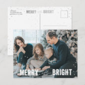 シルバー&ホワイトスノーフレークメリーとブライトホリデー シーズンポストカード (正面/裏面)