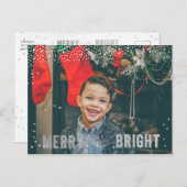 シルバー&ホワイトスノーフレークメリーとブライトホリデー シーズンポストカード (正面/裏面)