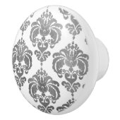 シルバー&ホワイトダマスクベッドルームドレエレガントッサー セラミックノブ (右)