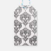 シルバー&ホワイトダマスクヴィンテージウェディングイベントのお願い ギフトタグ (裏面)