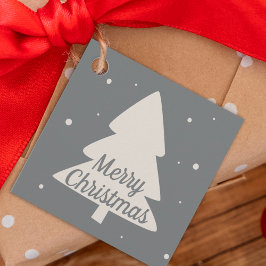 シルバー/ホワイトパインとスノーフレークのクリスマスツリー フェイバータグ