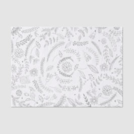 シルバー&ホワイトボタニカルグエレガントラムフローラ 薄葉紙