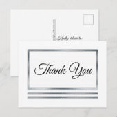 シルバー |ホワイトモダンシンプルエレガントありがとう ポストカード (正面/裏面)