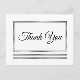 シルバー |ホワイトモダンシンプルエレガントありがとう ポストカード