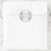 シルバー&ホワイトヴィンテージグラマー結婚ズステッカー ラウンドシール (バッグ)