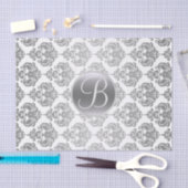 シルバー ホワイト グラム ダマスク モノグラム レターイニシャル 薄葉紙 (クラフト)