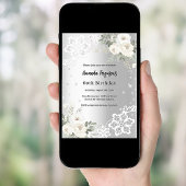 シルバー ホワイト フラワー ダイヤモンド 誕生日 招待状