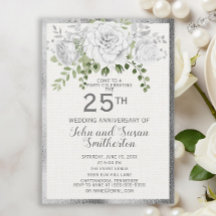 シルバー ホワイト フラワー 25周年 結婚記念日