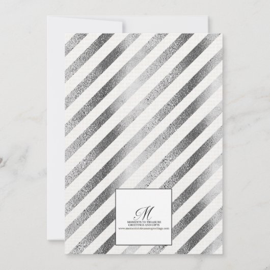 シルバー ホワイト フラワー 25周年 結婚記念日 招待状 (裏面)