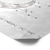 シルバー ホワイト 三日月 星 婚約 パーティー ポスター (角)