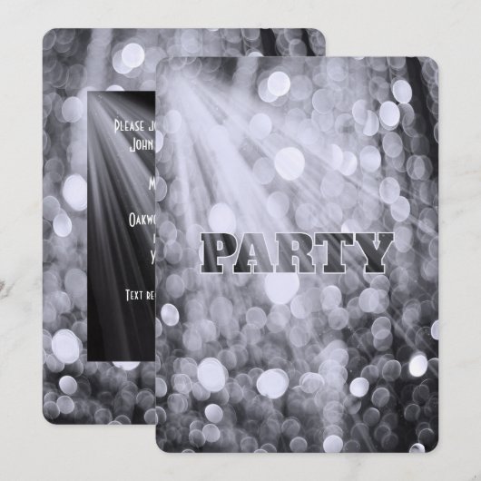シルバー ボケ パーティ ライト 招待状 (正面/裏面)