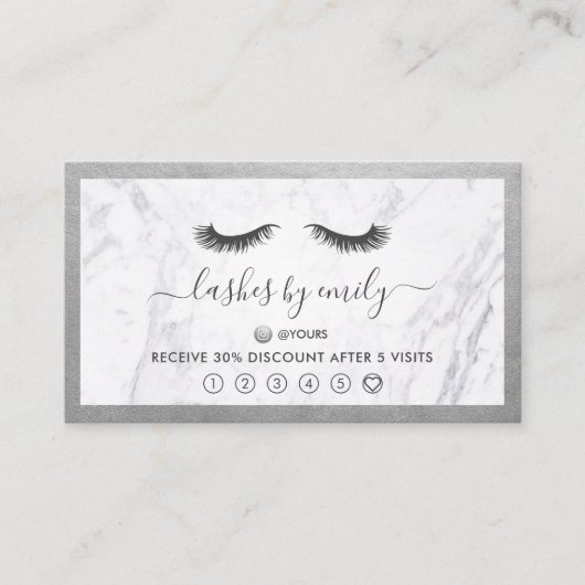 シルバー&マーブルまつげ美しいスペシャリストロイヤリティ 名刺 (正面)