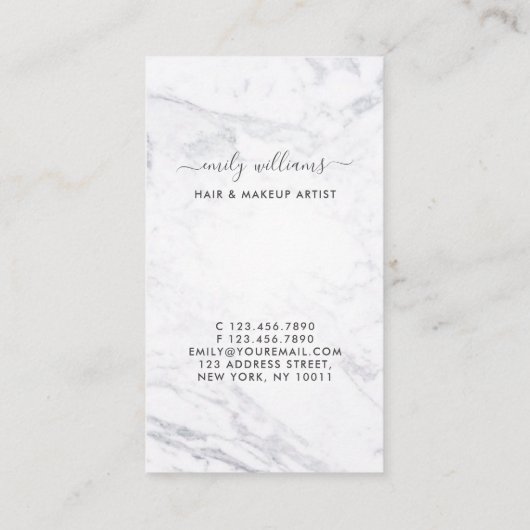 シルバー&マーブルまつげ美しいロイヤリティ垂直 名刺 (裏面)