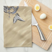 シルバー・マーメイド・イン・ザ・サンド キッチンタオル (四つ折り)