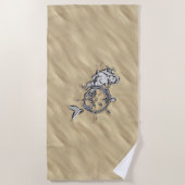 シルバー・マーメイド・イン・ザ・サンド ビーチタオル (正面)