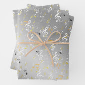 シルバー,ミュージカル+ノート,ラグジュアリー,金ゴールド, 王室のエレガント, ラッピングペーパーシート (インサイチュ)