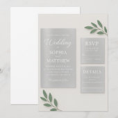 シルバー ミラー アクリル ウェディング インビテーション セット付き (正面/裏面)