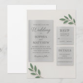 シルバー ミラー アクリル ウェディング インビテーション セット付き (正面/裏面)