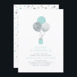 シルバー&ミントバルーンモダン18thバースデーパーティー 招待状<br><div class="desc">18歳祝の誕生日パーティーの招待とモダンあなたの特別な日。このデザインはスタイリッシュ、パーティーバルーンと紙吹雪を備え、銀、グレーとミニッツブルーの色の組み合わせ。任意のカスタマイズ年齢またはイベントへの文字を行うことができる。カスタムデザイもしンが必要な場合は連絡、メール( barabomdesign@gmail.com )で私に連絡して下さい。感謝!</div>