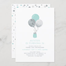 シルバー&ミントバルーンモダン18thバースデーパーティー