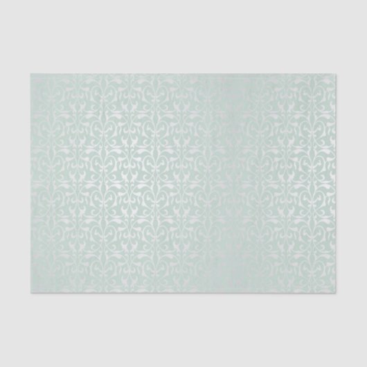 シルバー,ミント,ダマスク,ビクトリアン,ヴィンテージ,エレガントシック 薄葉紙 (正面)