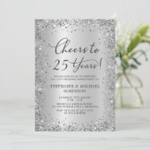 シルバー メタリック グリッター 25周年記念結婚式 招待状 (スタンド正面)