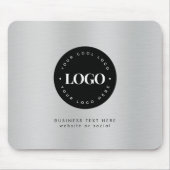 シルバー メタリック グレー 追加 会社 カスタム ロゴ   マウスパッド (正面)