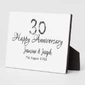 シルバー メタリック 30周年 ハッピーアニバーサリー お名前追加 フォトプラーク (側面)