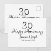 シルバー メタリック 30周年 ハッピーアニバーサリー お名前追加 ポストカード (正面/裏面)