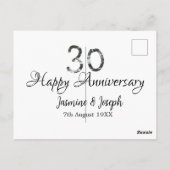 シルバー メタリック 30周年 ハッピーアニバーサリー お名前追加 ポストカード (裏面)