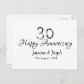 シルバー メタリック 30周年 ハッピーアニバーサリー 名前を追加 ポストカード (正面/裏面)
