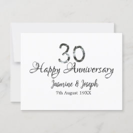シルバー メタリック 30周年 ハッピーアニバーサリー 名前を追加 ポストカード