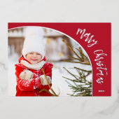 シルバー メリークリスマス スクリプト 箔シーズンカード (正面)