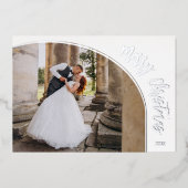 シルバー メリークリスマス スクリプト 箔シーズンカード (正面)