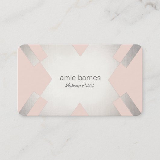 シルバー&ライトピンク化粧品の髪と化粧 名刺 (正面)