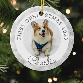 シルバー ライト 愛犬・愛猫の初めてのクリスマスフォト セラミックオーナメント