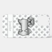 シルバー+ラサ・アプソ かわいいキャラクターデザインの犬+名前 Case-Mate iPhoneケース (裏面 (横))