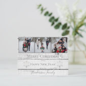 シルバー ラスティック スノーフレーク フラット ホリデー フォト カード (スタンド正面)