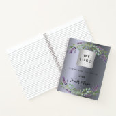シルバー ラベンダー ヴィオレット フローラル ビジネス ロゴ ノートブック (内部)