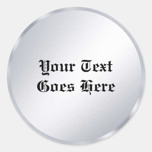 シルバー ルック クラシック オールド スタイル テキスト カリグラフィー ラウンドシール (正面)