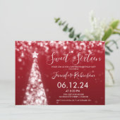 シルバー＆レッドのクリスマス スイート16パーティー 招待状 (スタンド正面)