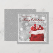 シルバー&レッドメリークリスマスホリデーカード シーズンカード (正面/裏面)