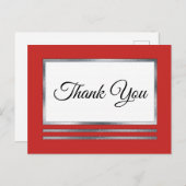 シルバー |レッドモダンシンプルエレガントありがとう ポストカード (正面/裏面)