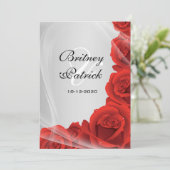 シルバー＆レッドローズのウェディング招待状 招待状 (スタンド正面)