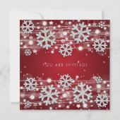 シルバー レッド ウィンター グリッター グラム 40歳の誕生日 招待状 (裏面)