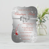 シルバー レッド ガラス、企業のクリスマス パーティー 招待状 (スタンド正面)